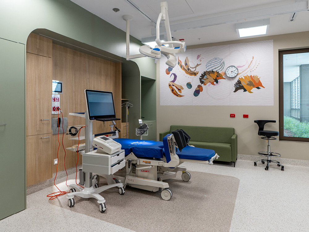 hospital space with wall decals 