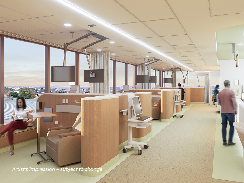 Artist's impression of a patient care area inside the new Warrnambool Base Hospital