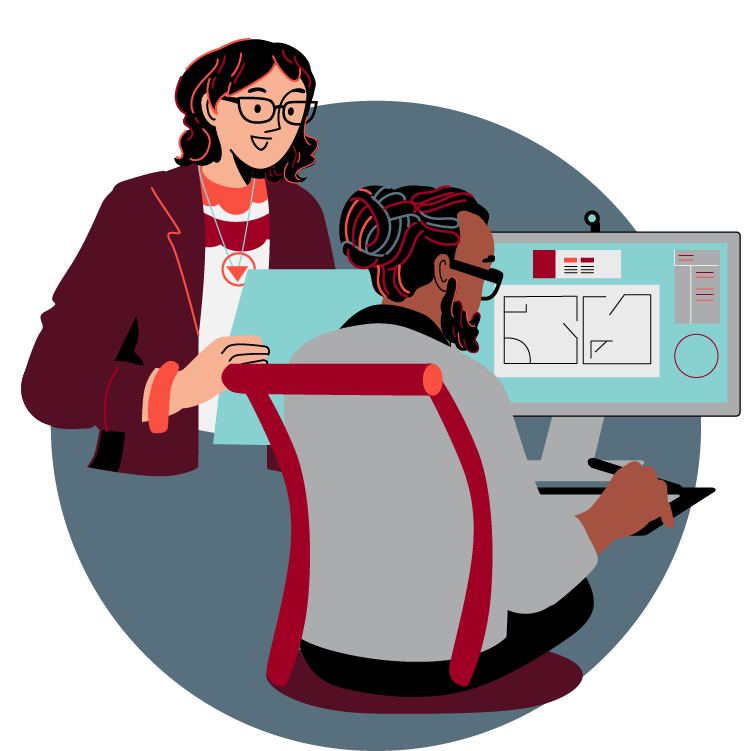 Graphic of office workers