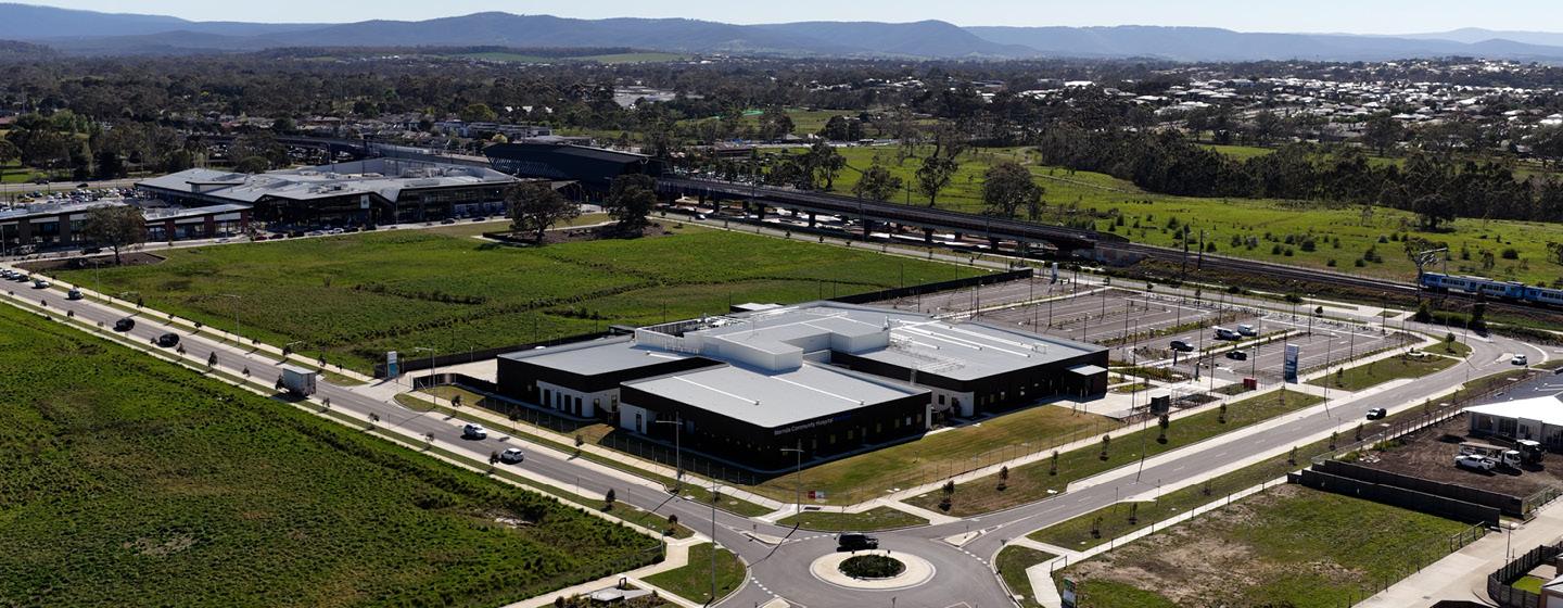 Aerial view of large modern building
