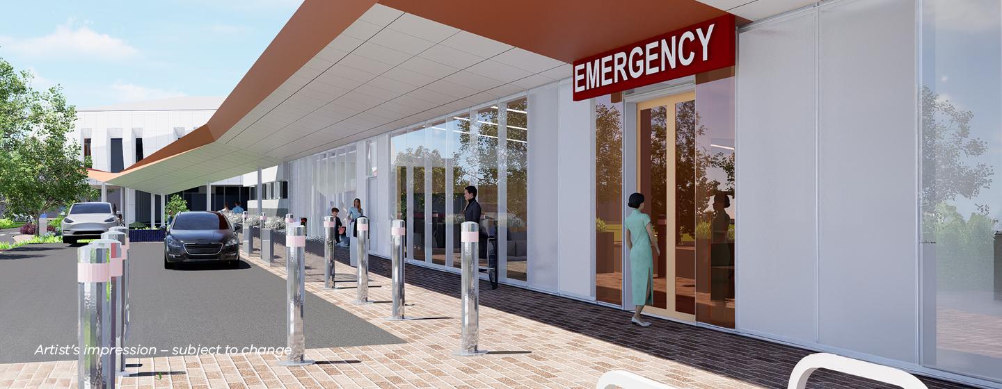 Artist impression of the entrance to the Casey Hospital ED 