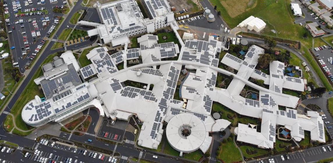 Solar panels on the roof of Latrobe Regional Hospital