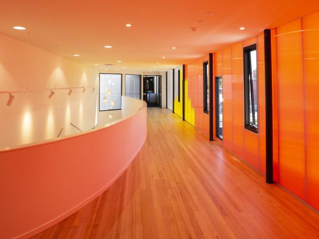 Corridor connecting old building with new medical centre at Ballarat and Aboriginal District Co-operative