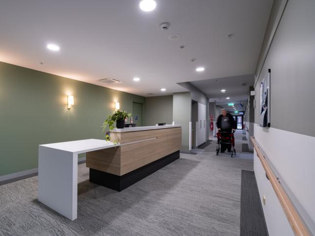 A corridor inside the Morrie Evans Wing