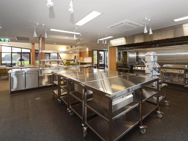 Interior view of commercial kitchen at the residential rehabilitation facility in Corio