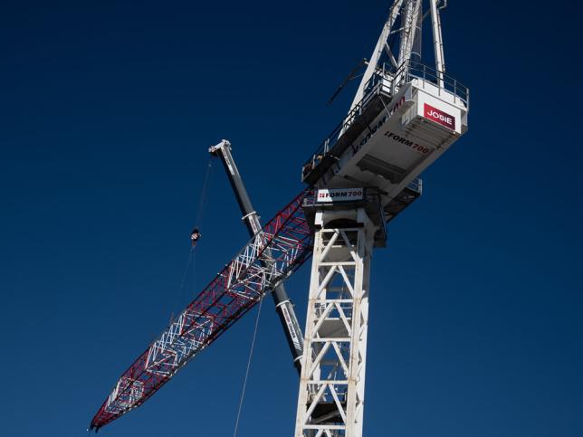 A crane with the name Josie labelled on the back of its cabin