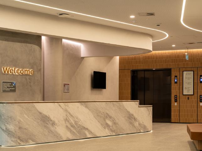 A large reception desk