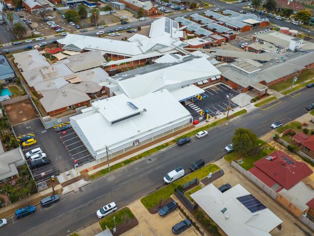 Bird's eye view of Yarrawonga Hospital