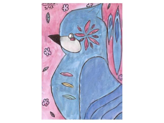 Children's drawing of a blue bird