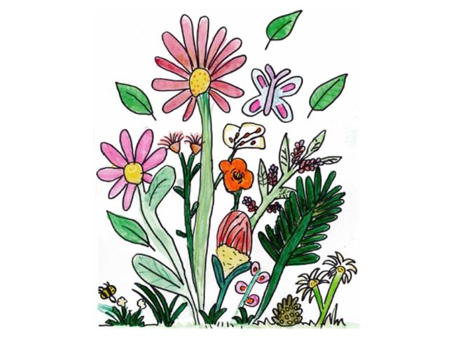 Children's drawing of flora and fauna