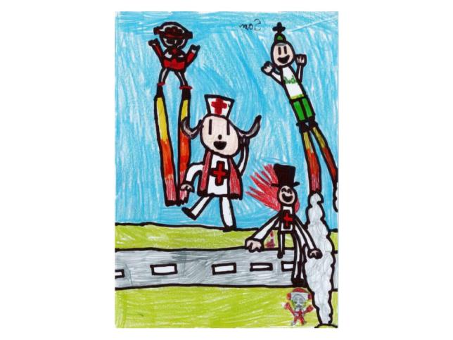 Children's drawing of nurses and doctors