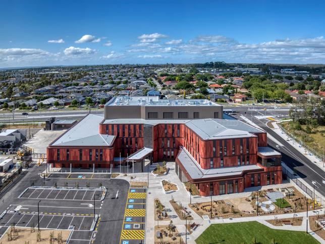 Aerial view of large modern building