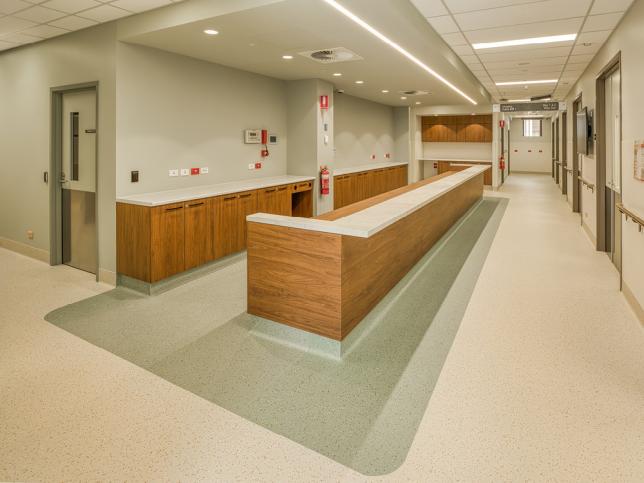 A clean bright space with wooden accents