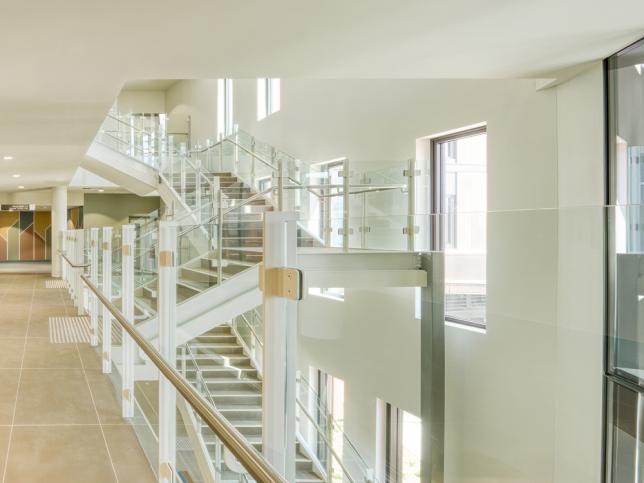 A light and bright space with staircases