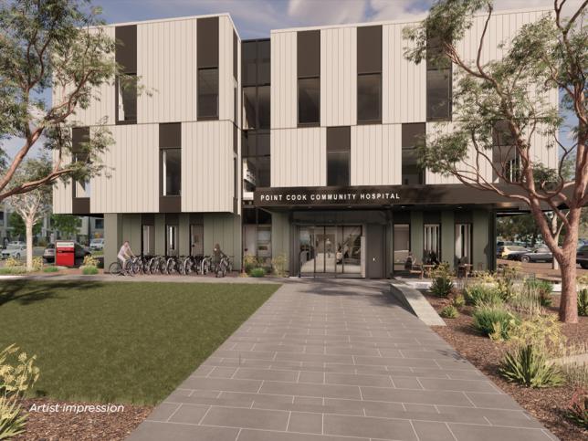 A welcoming entrance with a paved pathway surrounded by greenery