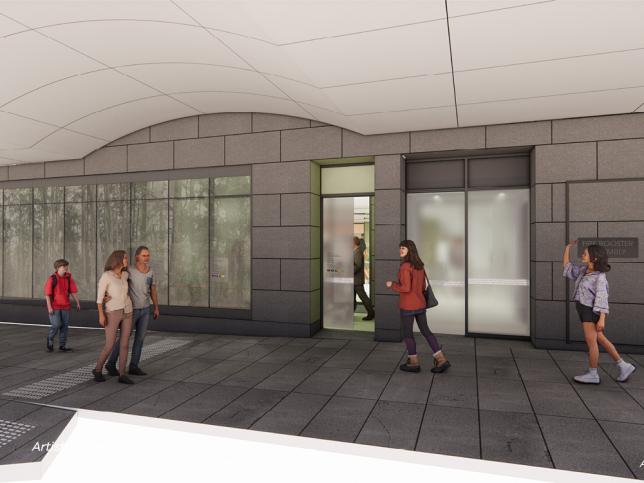 artist impression of blue stone paved street