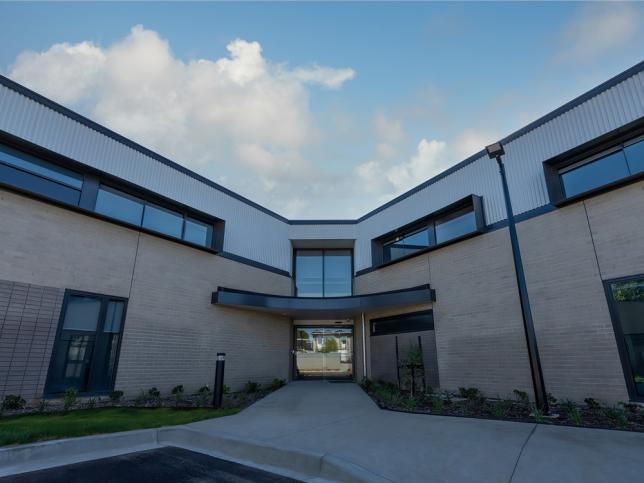 A hospital facade in neutral colours