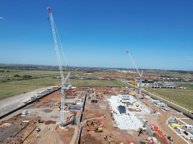 tower cranes on construction site