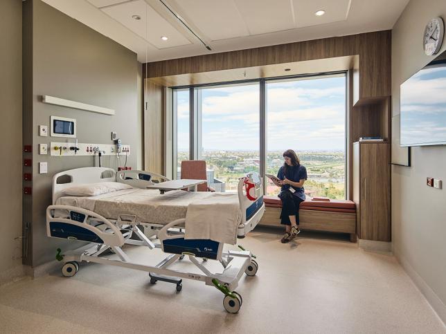 Light and bright hospital room