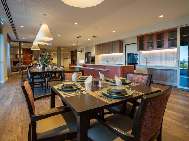 Large kitchen with group tables
