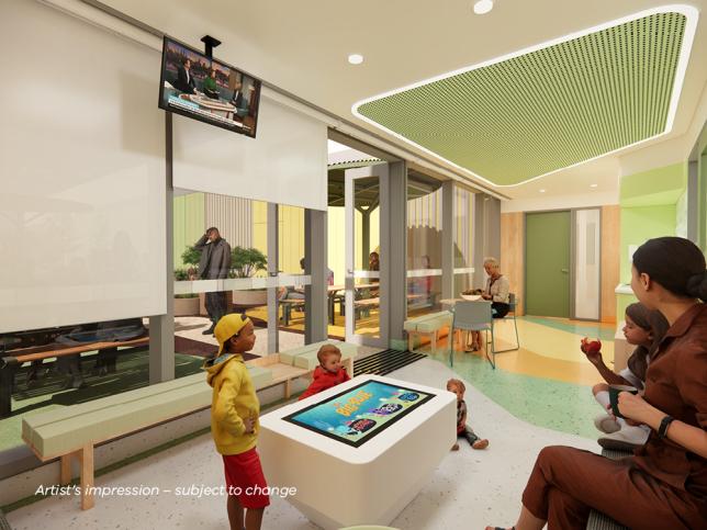 artist impression family area in hospital