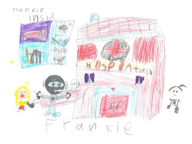 Children's artwork depicting Ballarat Base Hospital