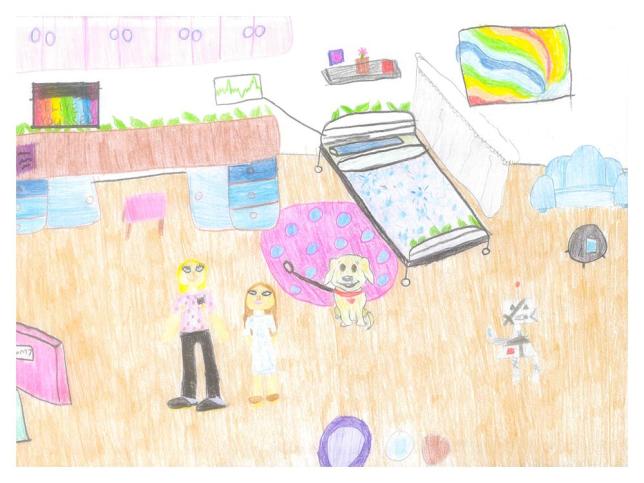 Children's artwork depicting Ballarat Base Hospital