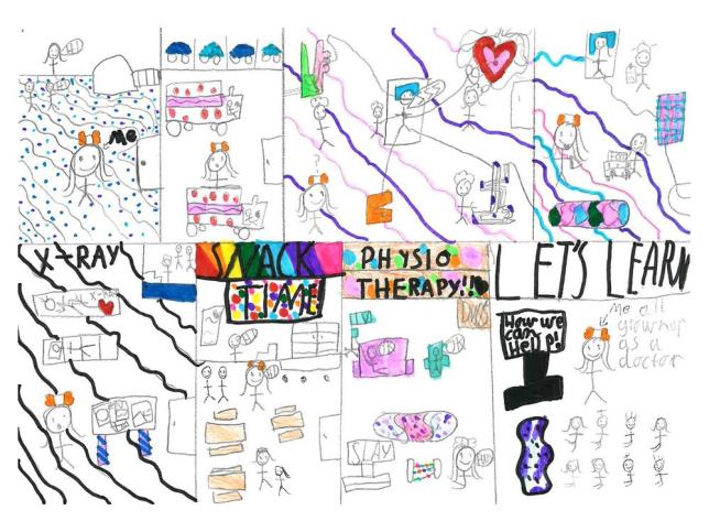 Children's artwork depicting Ballarat Base Hospital