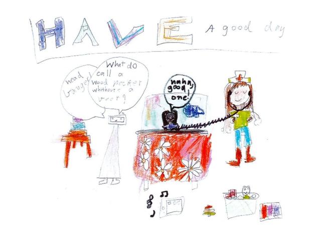 Children's artwork depicting Ballarat Base Hospital