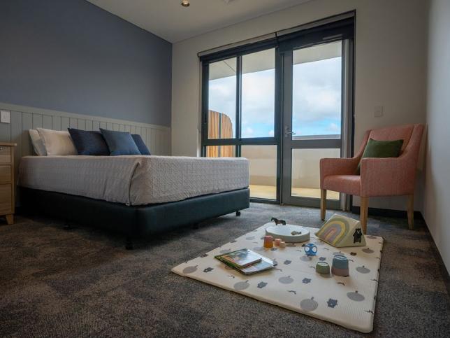 A bedroom inside the new Hastings Early Parenting Centre