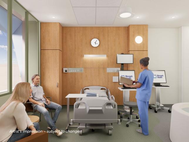 Artist's impression of the birth suite at the Monash Medical Centre Tower