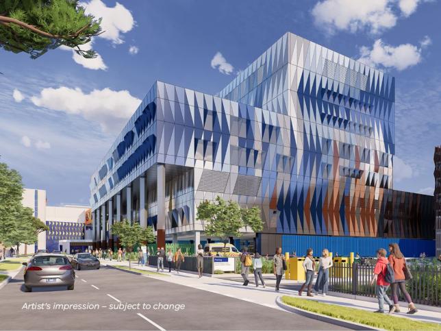 Artist's impression of the view from Dixon Street at the Monash Medical Centre Tower