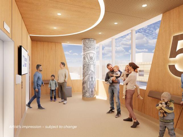 Artist's impression of the lobby at the Monash Medical Centre Tower