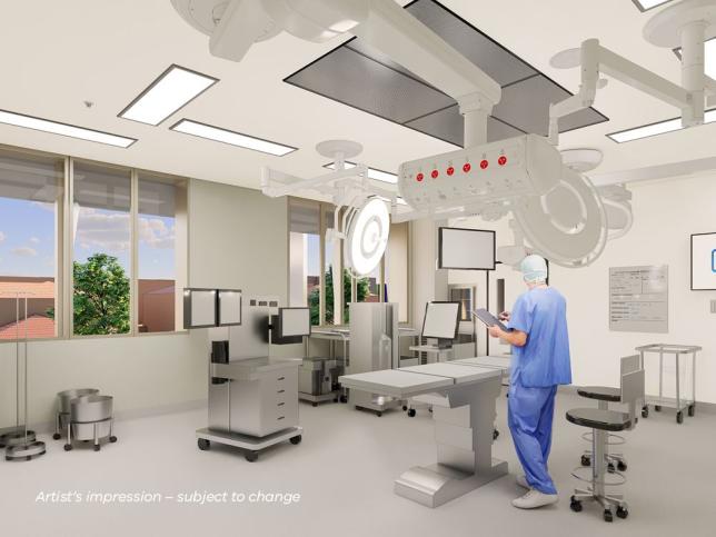 Artist's impression of an operating theatre at the Monash Medical Centre Tower