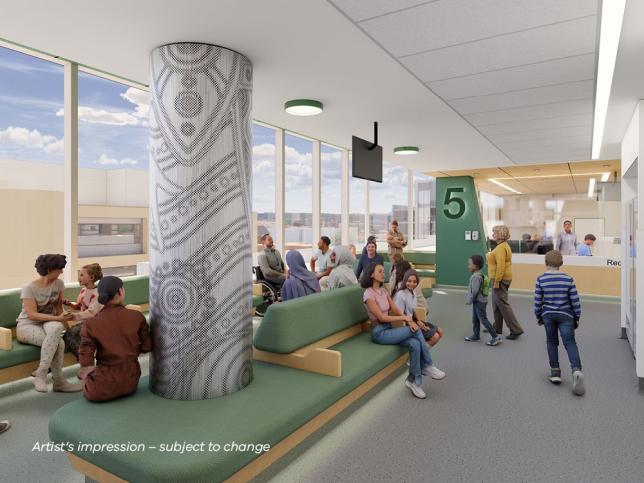 Artist's impression of the waiting area at the Monash Medical Centre Tower