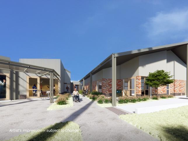 Artist impression of landscaped outdoor areas at the Numurkah aged care facility