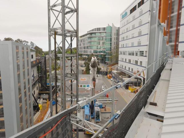 Hospital construction site viewed from the roof