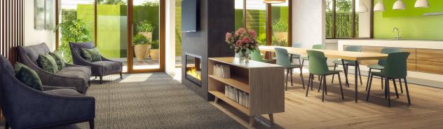 Artist's impression of a shared living space at St George's Hospital aged care facility. Designed by Lyons Architects.