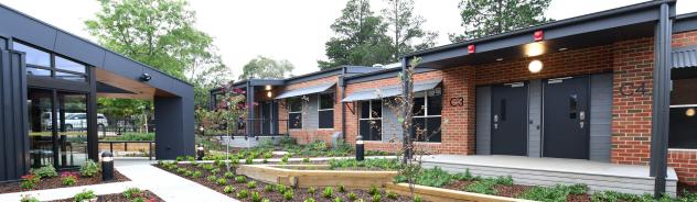 Gardens at Grampians alcohol and other drug treatment centre. Designed by Bamford Architects.