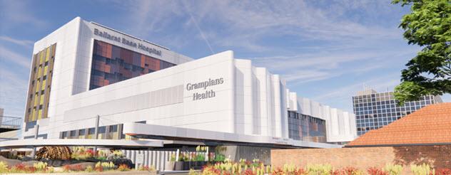 Artist impression – new multi-level tower for the Ballarat Base Hospital redevelopment