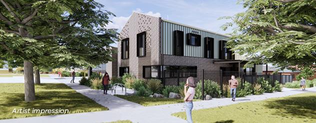 Artist impression of the exterior of a two-storey ambulance branch
