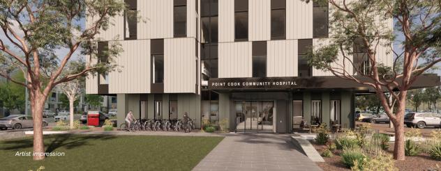 Artist impression of modern building with cream and black facade