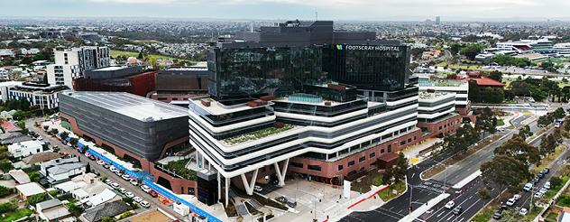 Aerial view of large modern building