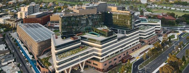 Aerial view completed hospital