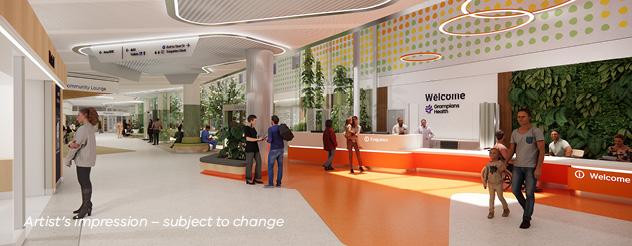 artist impression of a hospital foyer