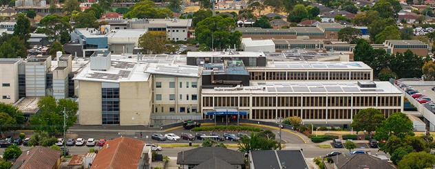 Aerial view of Dandenong Hospital