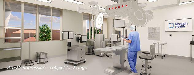 Artist's impression of an operating theatre at the Monash Medical Centre Tower