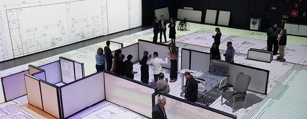 People testing a replica of the Alfred Hospital inpatient wards