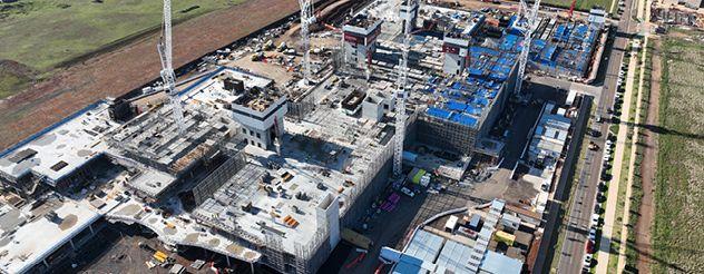 A hospital under construction seen from above