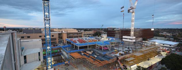 Monash Medical Centre Tower building site seen from above